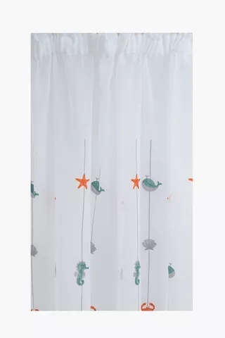 Taped Coastal Embroided Sheer Curtain 140x225cm