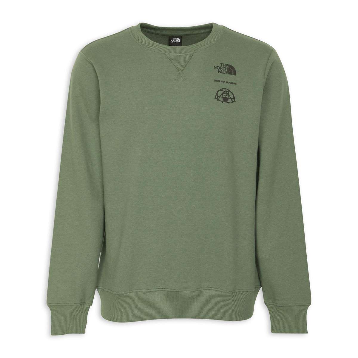 The North Face Outdoor Graphic Cotton Crew Neck Regular Fit Green Sweater