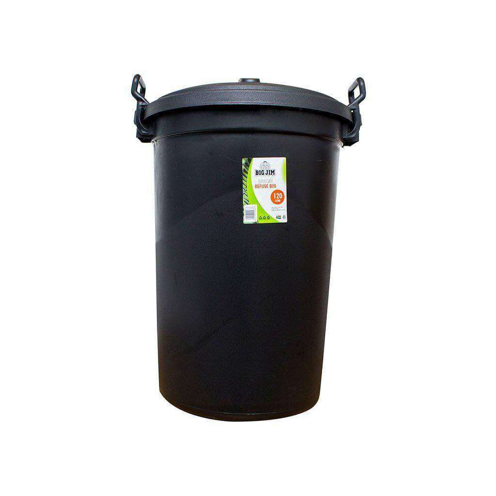 BIG JIM Refuse Bin with Removable Lid (Black, 120L)
