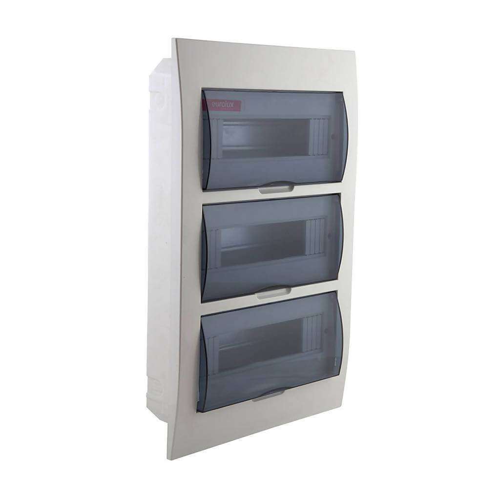 EUROLUX 36 Way Din Rail Distribution Board, Plastic, Flush Mounted