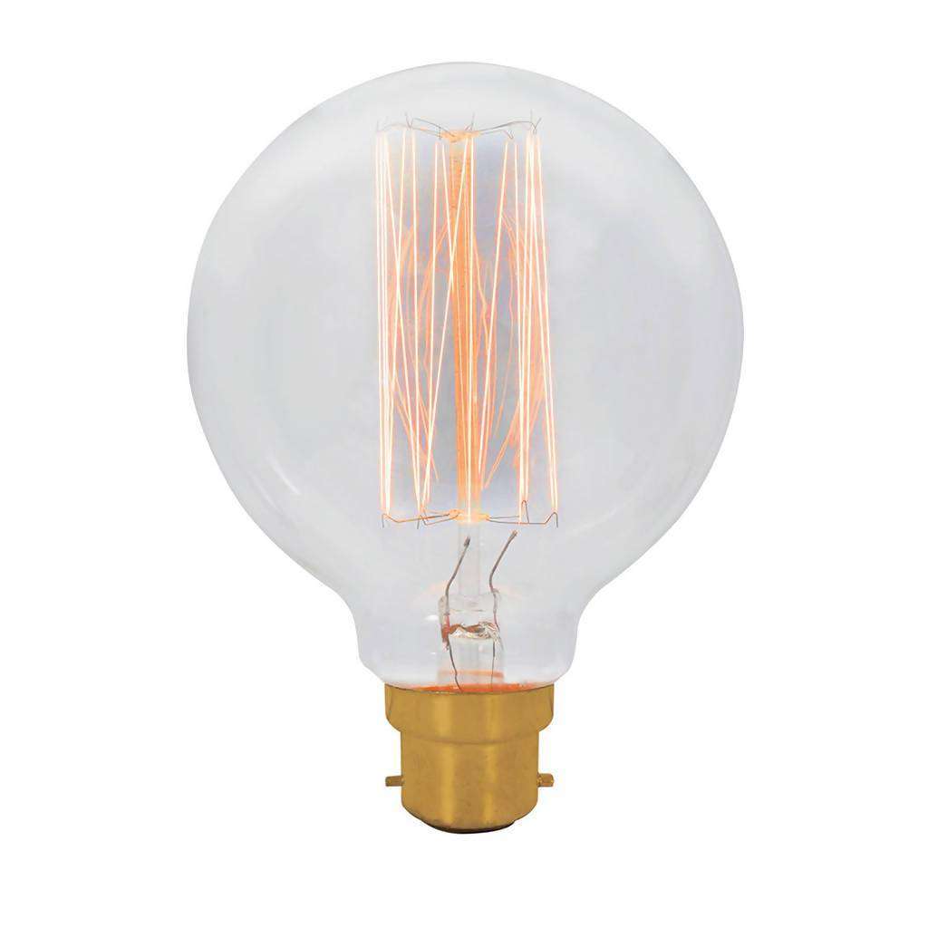 EUROLUX G953 Carbon Filament Mini Maxi Globe Squirrel Cage Light Bulb, B22, 60W, Clear