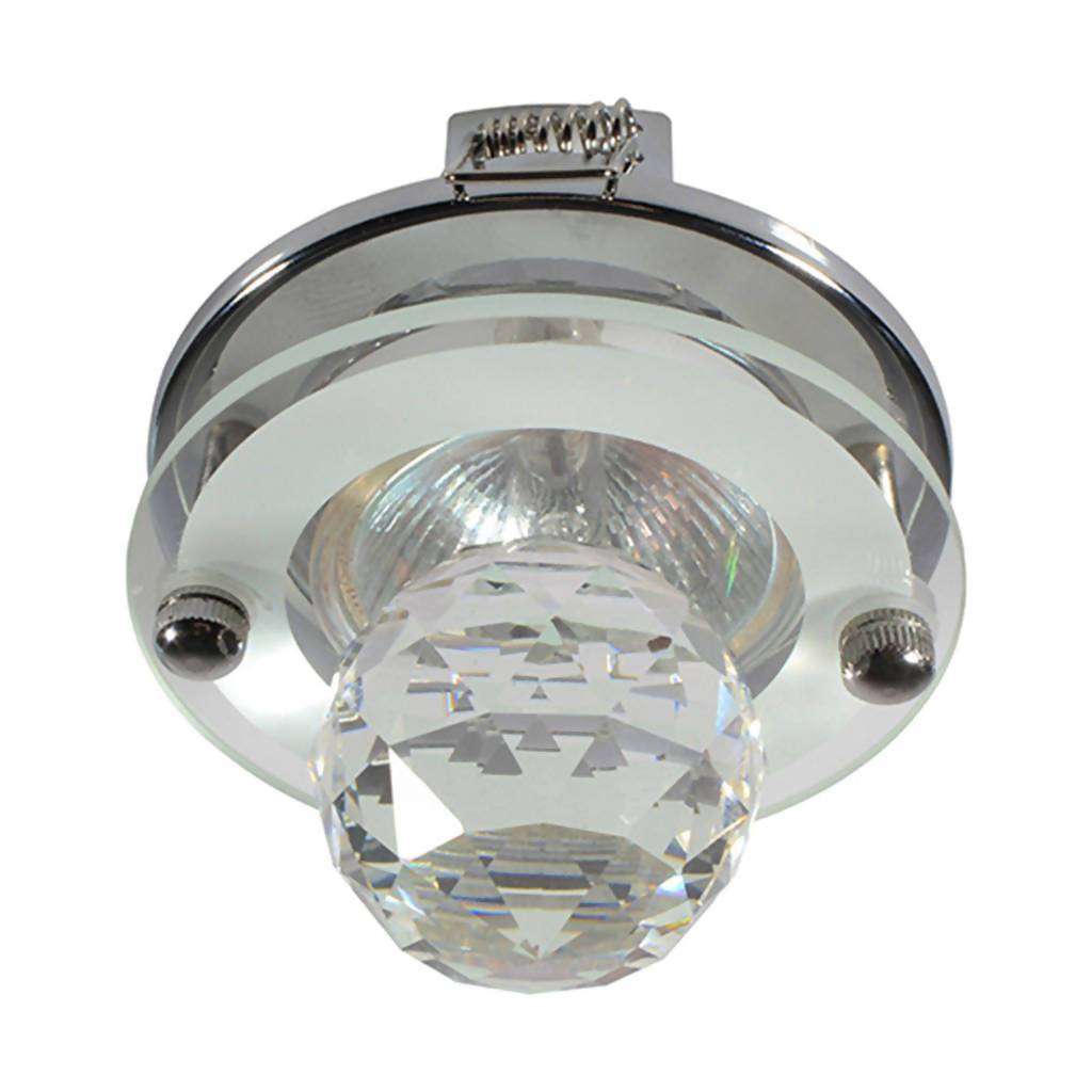 EUROLUX Galaxy Round Pressed Downlight With Steel Crystal Ball, GU5.3 MR16, 50W, Chrome