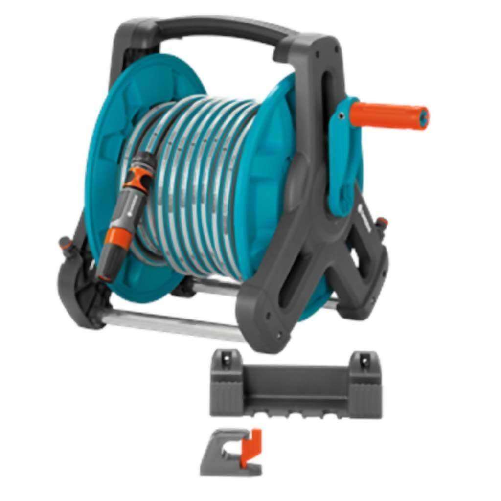 GARDENA Wall Fixed Hose Reel 50 Set, 13mm (1/2-inch) 20m, Complete with 20m Classic Hose, System ...