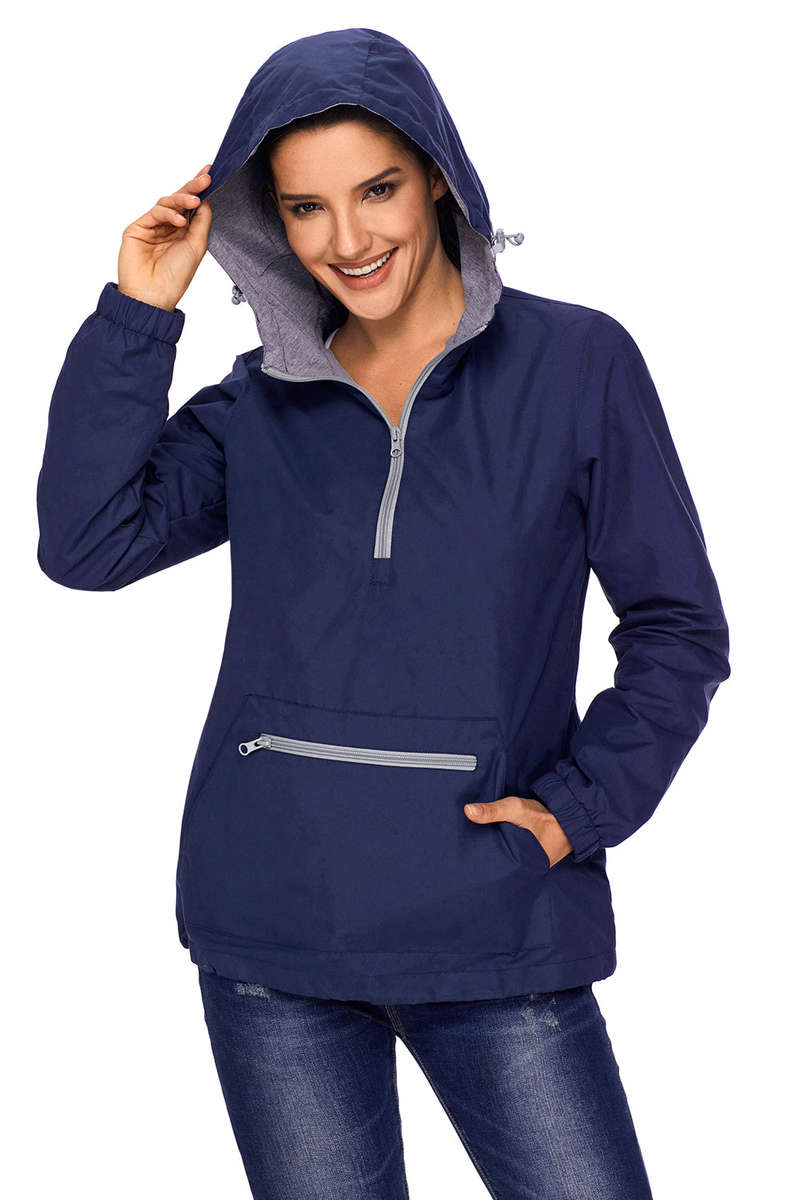 Navy Monogrammed Pullover Rain Jacket - as shown / (US 12-14)L