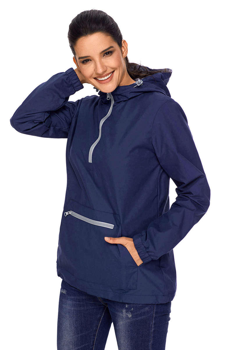 Navy Monogrammed Pullover Rain Jacket - as shown / (US 12-14)L