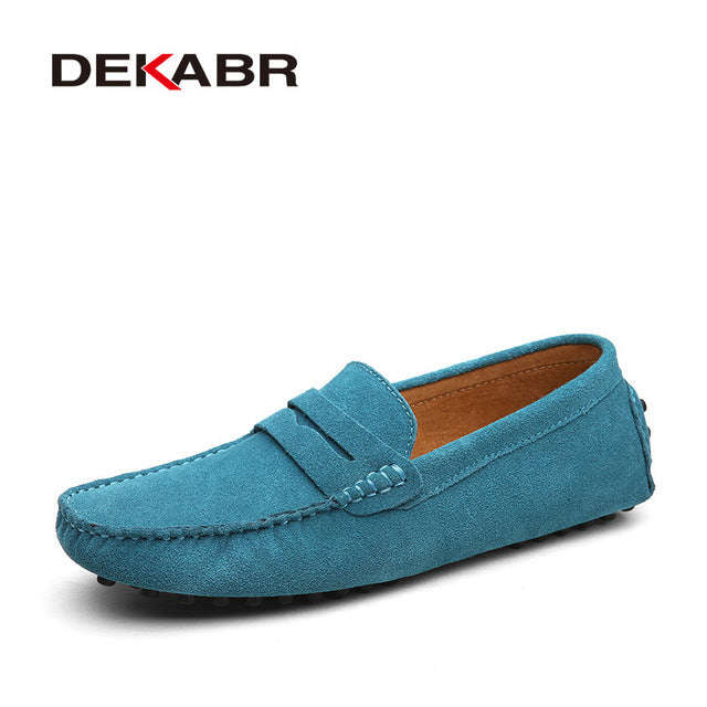 DEKABR Brand Fashion Summer Style Soft Moccasins Men Loafers High Quality Genuine... - Sky Blue / 13
