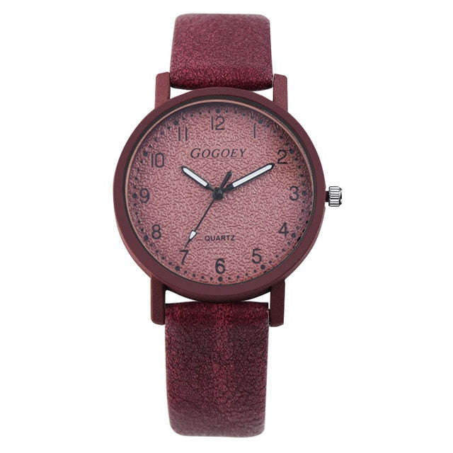 Gogoey Brand Women's Watches Fashion Leather Wrist Watch Women Watches Ladies Watch Clock M... - Red