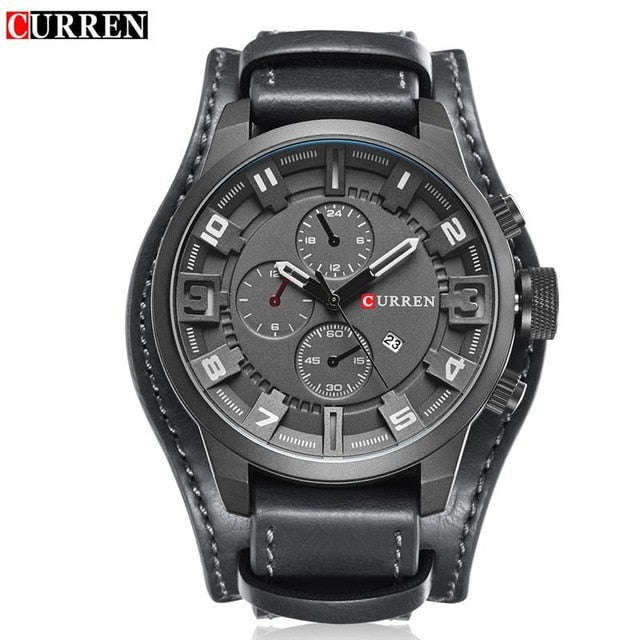 relogio masculino CURREN Watch Men Military Quartz Watch Mens Watches Top Brand Luxury Le... - Black