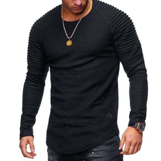 LASPERAL  Bottoms 3XL Plus Size Tee Top Male Hiphop Streetwear Long Sleeve Fit... - style3 black / L