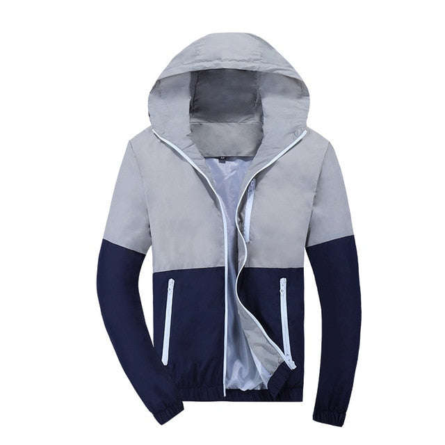 Jacket Men Windbreaker 2019 Spring Autumn Fashion Jacket Men's Hooded Casual Jackets ... - Grey / XL