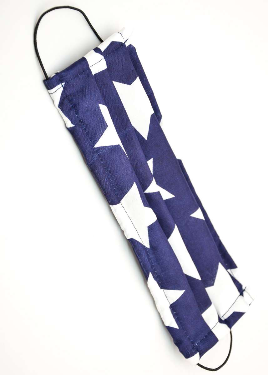 Washable Face Mask - Pop Print - Blue Stars / Ear Loop