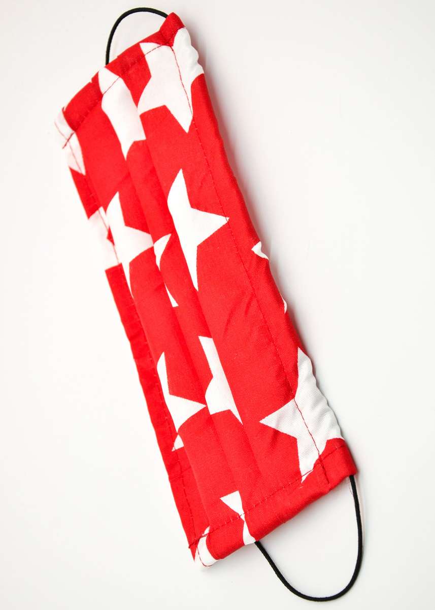 Washable Face Mask - Pop Print - Ear Loop / Red Stars