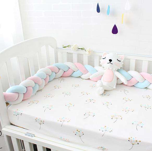 Cot Bumper Pink , Grey , & Mixed colors Pink with white &grey ,Green with grey & white 2 metres