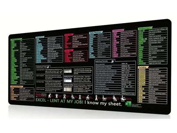 Excel Cheat Sheet Desk Mat / Mousepad XL