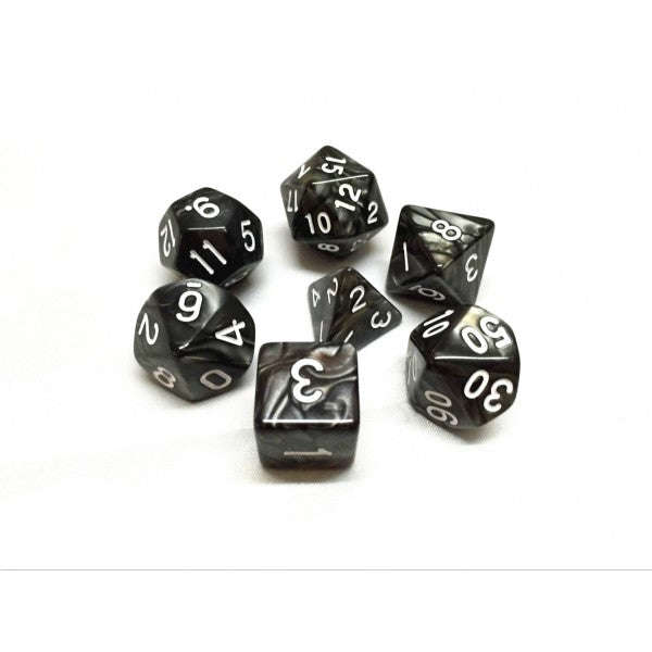 Polyhedral Dice Sets - Pearl Black