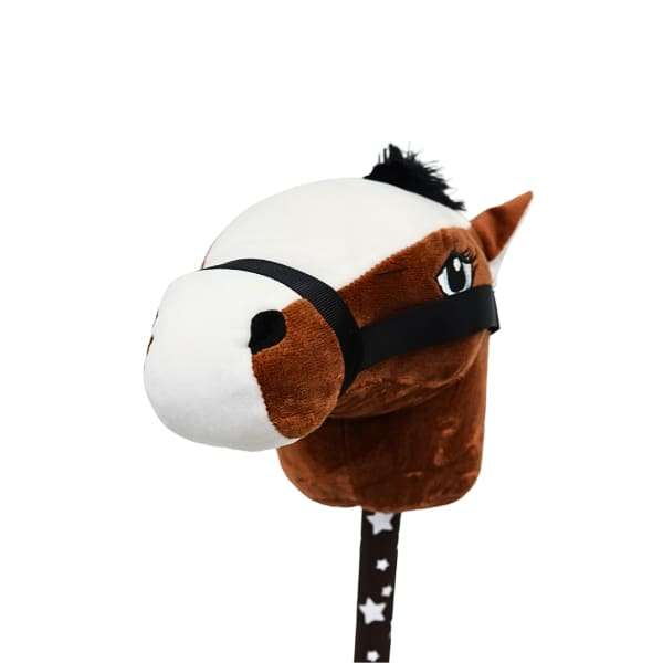 Dark Brown Plush Hobby Horse Stick with Galloping Sounds