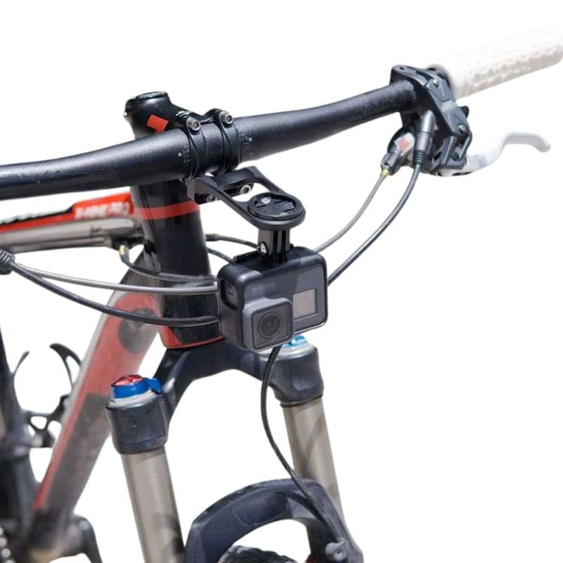 Integrated GPS Stem Mount for Garmin with GoPro and Universal Flashlight Holder Mount