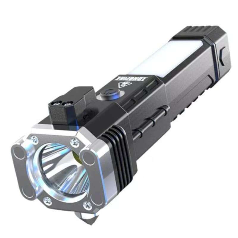 Super Bright LED Torch with Safety Hammer and Strong Magnet Side Light