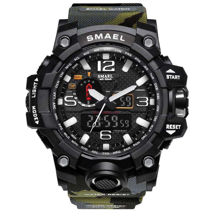 Smael Camouflage Army Green Multifunctional Watch