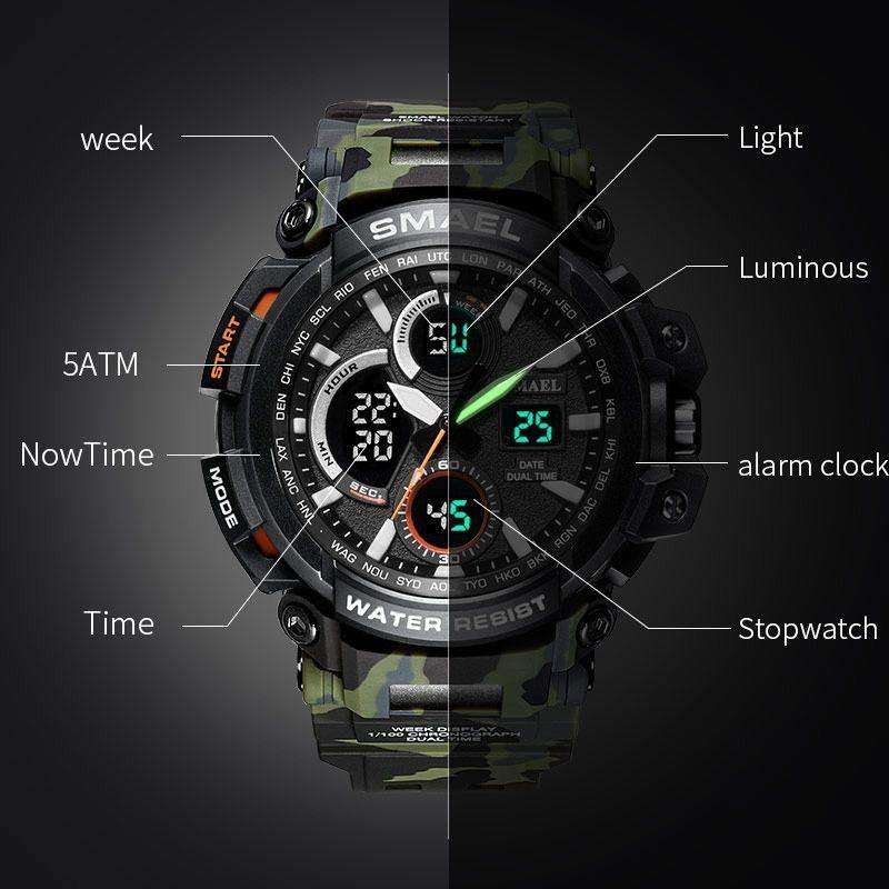 Smael Camouflage Yellow Chronograph Watch