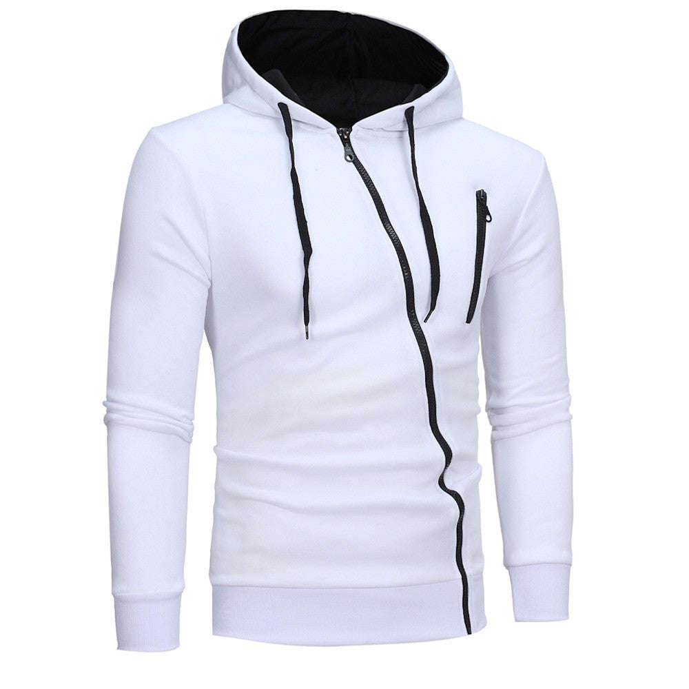 Mens' Long Sleeve Hoodie Hooded Sweatshirt Tops Jacket Coat Outwear - White / L