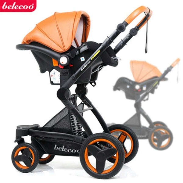 Direct Sale Brand New Belecoo Baby Pram /Stroller 3 in 1 Leather