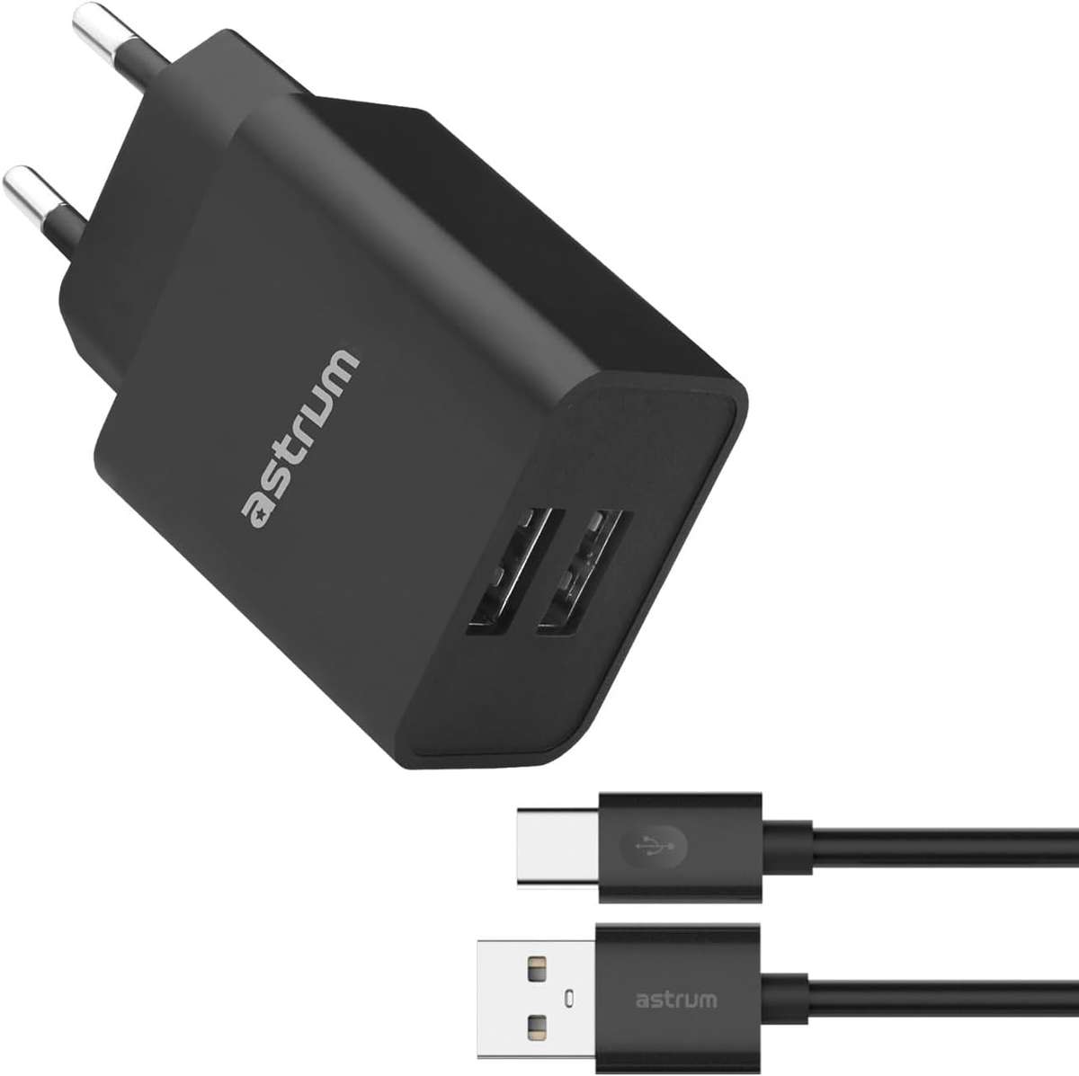 Astrum Pro U20 USB-A Wall Charger with 5V 2A fast charging output, 10W real power, 180-240V input...