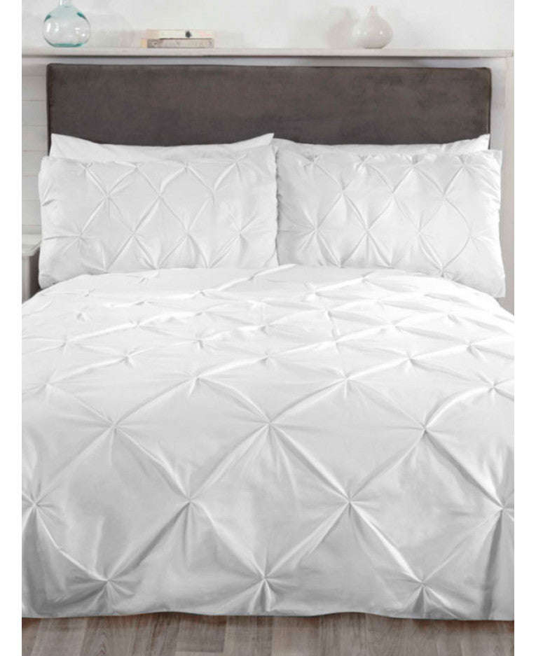 Balmoral Pin Tuck Duvet Cover - White - Super King