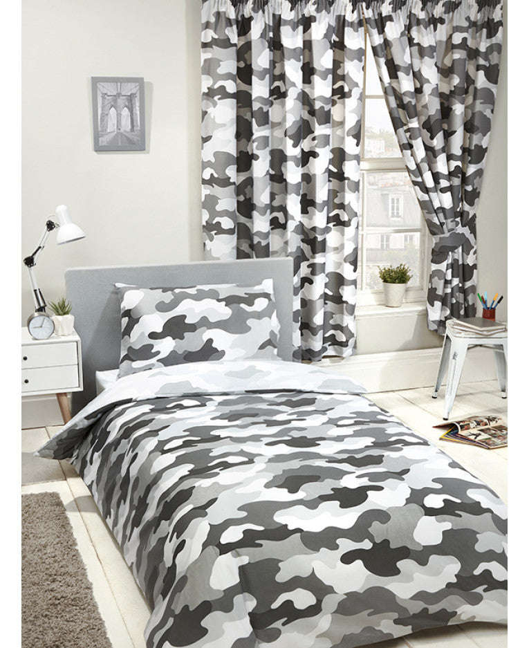 Grey Army Camouflage Reversible Duvet Cover - Army Bedding - Single