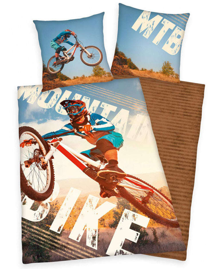 Mountain Bike Single Duvet Cover Set - Cars & Bikes Bedding - Single