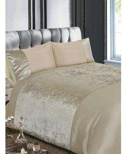 Crushed Velvet Natural Duvet Cover Set - Velvet Bedding - King