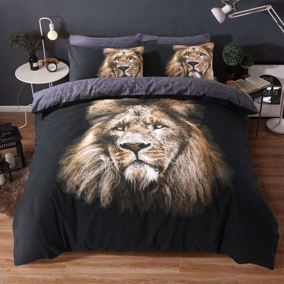 Sequence Lace Sparkling Duvet Set - Black - Super King