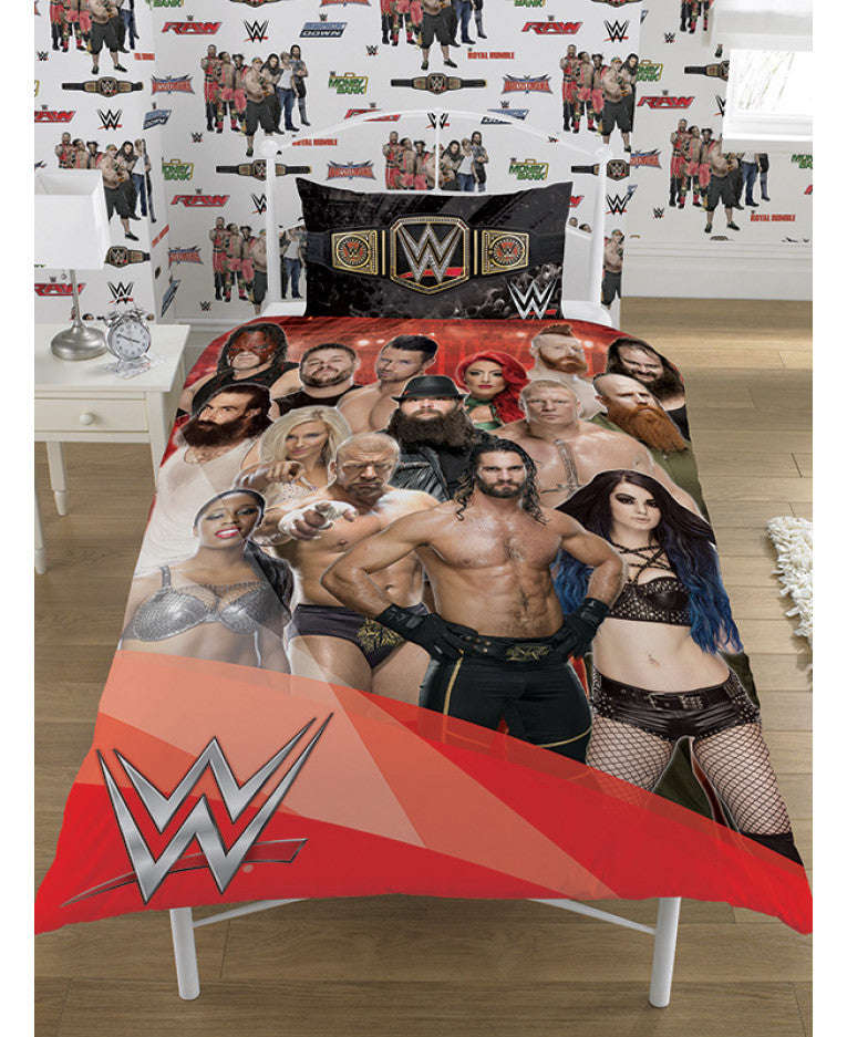 WWE Face V Heel Single Duvet Cover  Set - WWE Wrestling Bedding