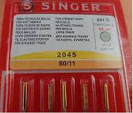 2045 Ball Point Singer Needles for Domestic Machines - 80/11