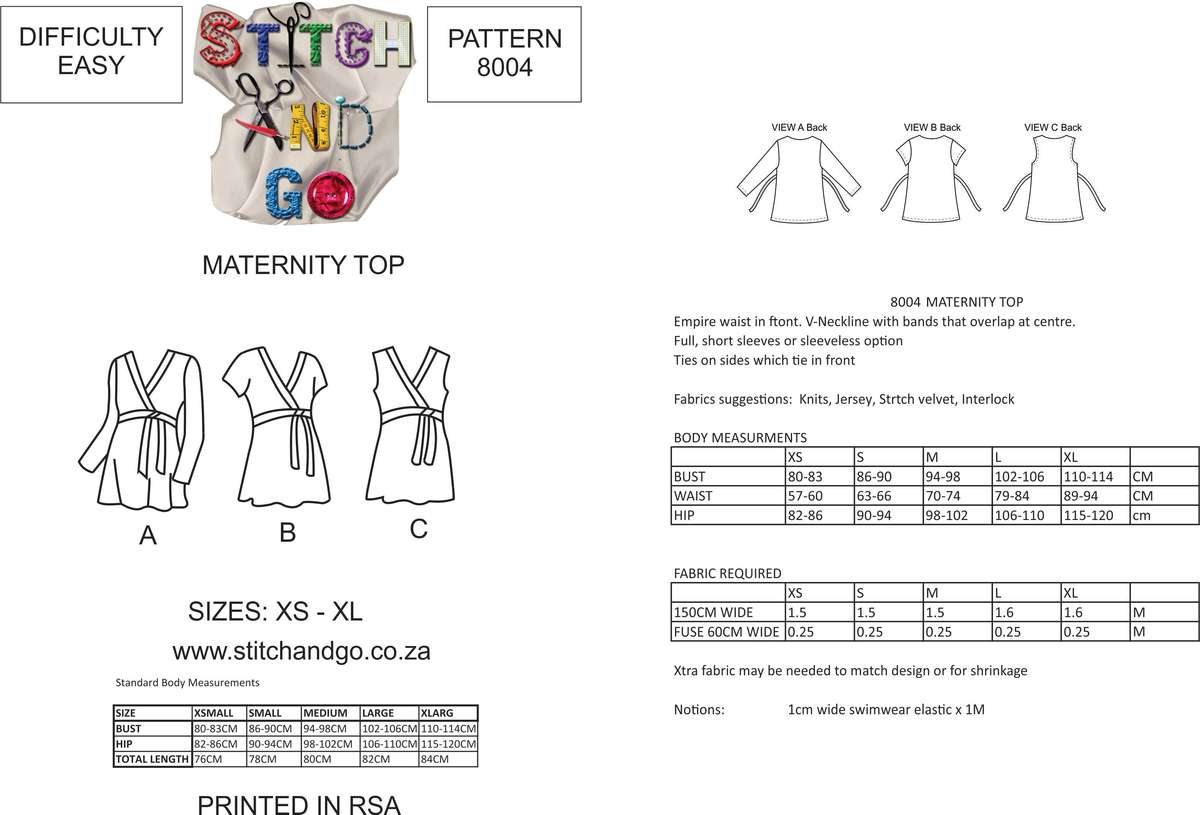 8004 Maternity Top Pattern (Standard Printed Version) - Standard Printed pattern