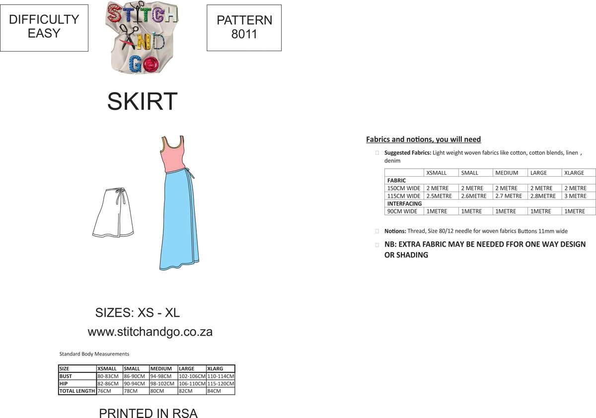 8011 Wrap Skirt Pattern (Standard Printed Version)