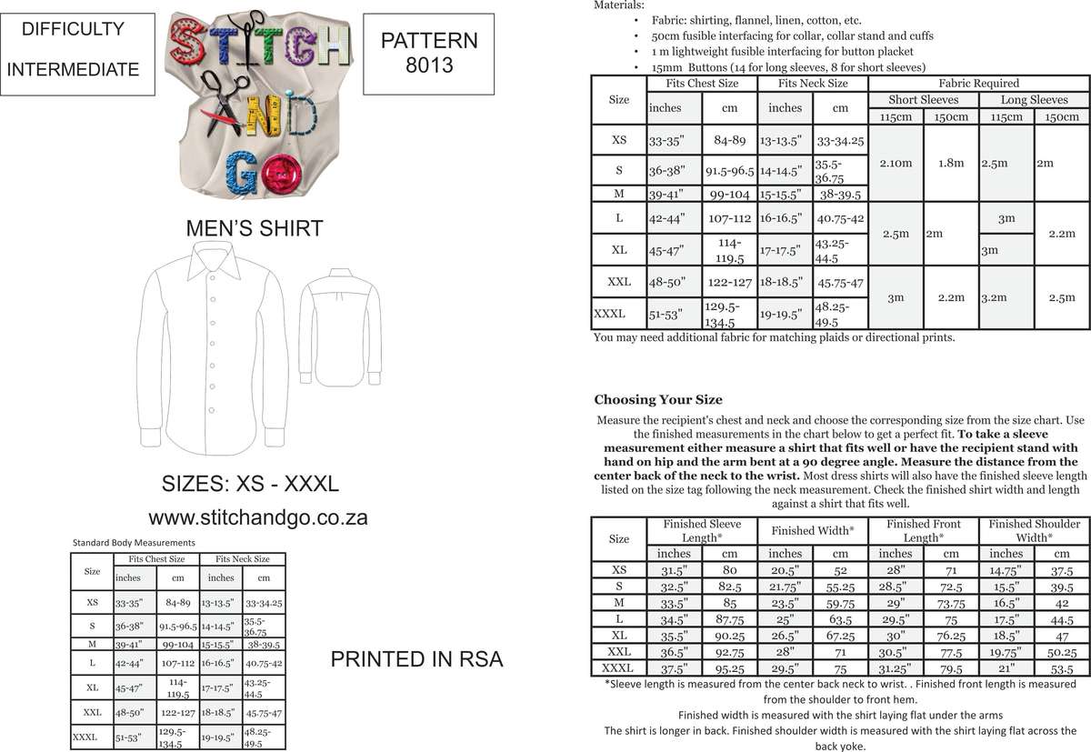 8013 Men's Button Up Shirt (Standard Printed Version) - Standard Pattern