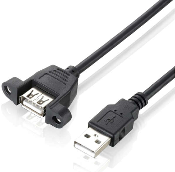 USB Male to Female Panel Mount Extension Cable