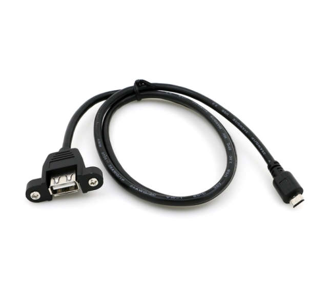 USB Micro Male to Female Panel Mount Extension Cable