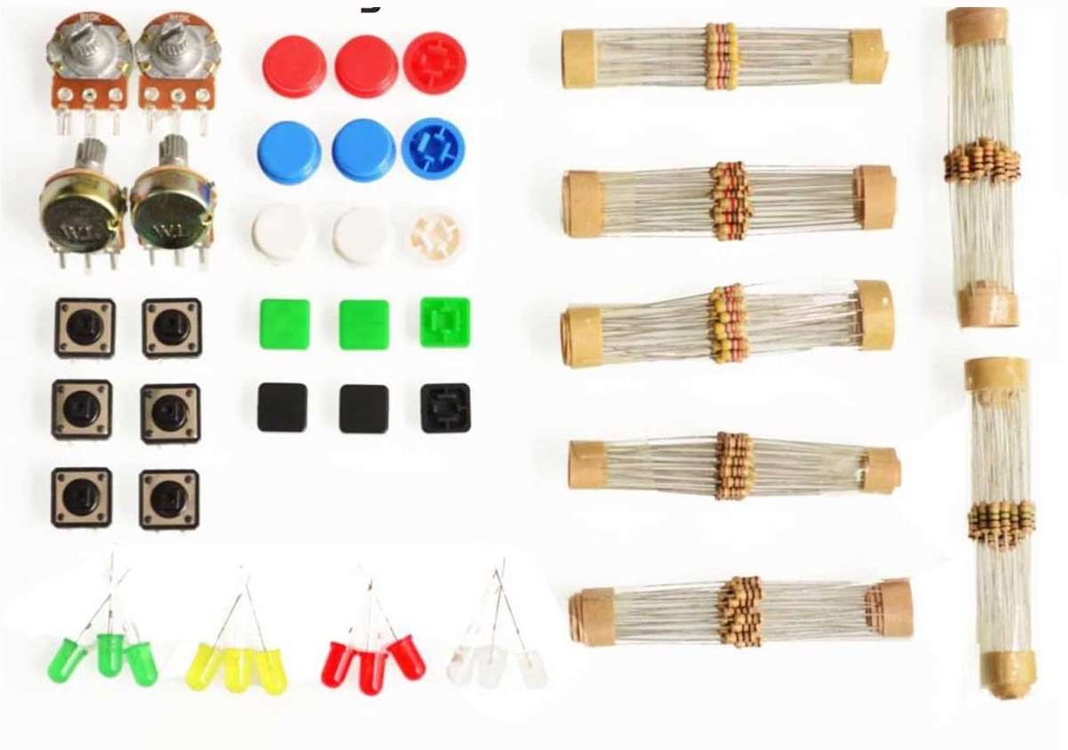 Arduino Uno Starter Kit (Resistors, LED's, Potentiometers and switches)