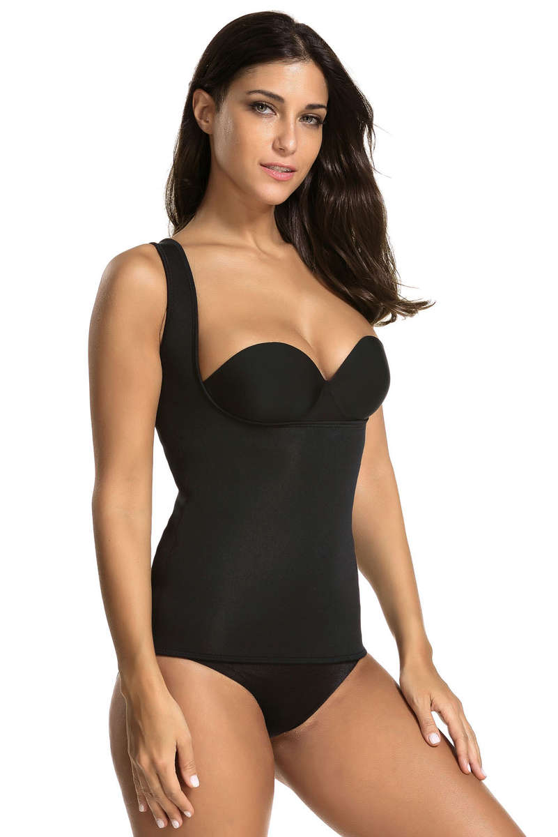 No Zipper Neoprene Body Shaper Waist Trainer Vest - Black / M