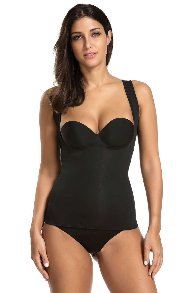 No Zipper Neoprene Body Shaper Waist Trainer Vest - Black / M