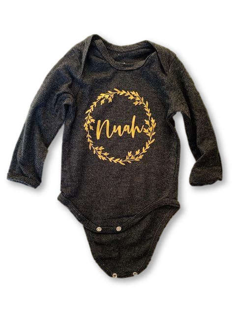 0-3 Months Long Sleeve Printed Dark Grey Vest /Onesie - Real Baby