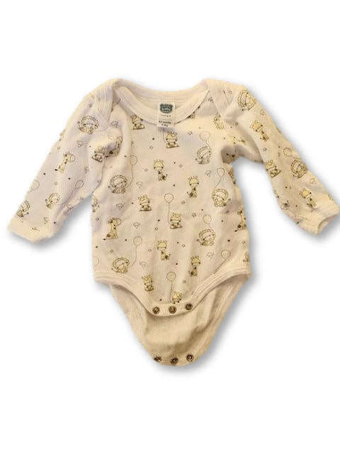 0-3 Months White Long Sleeve Printed Vest /Onesie - Ackermans