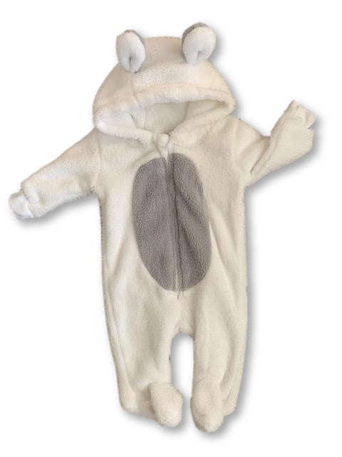 Newborn White and Grey Winter Babygrow /Onesie - Real Baby
