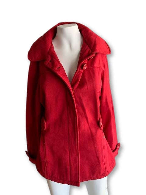 Size 38 Red Coat with Hoodie - Hang Ten