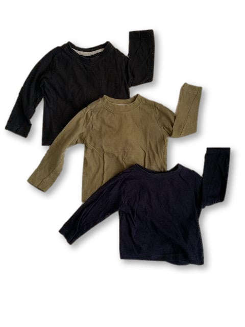 1-2 Years Navy, Black & Khaki Long Sleeve Tops [x3] - Real Clothing Kids