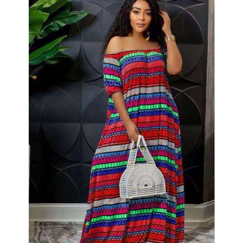Multi Color Off Shoulder Dress
