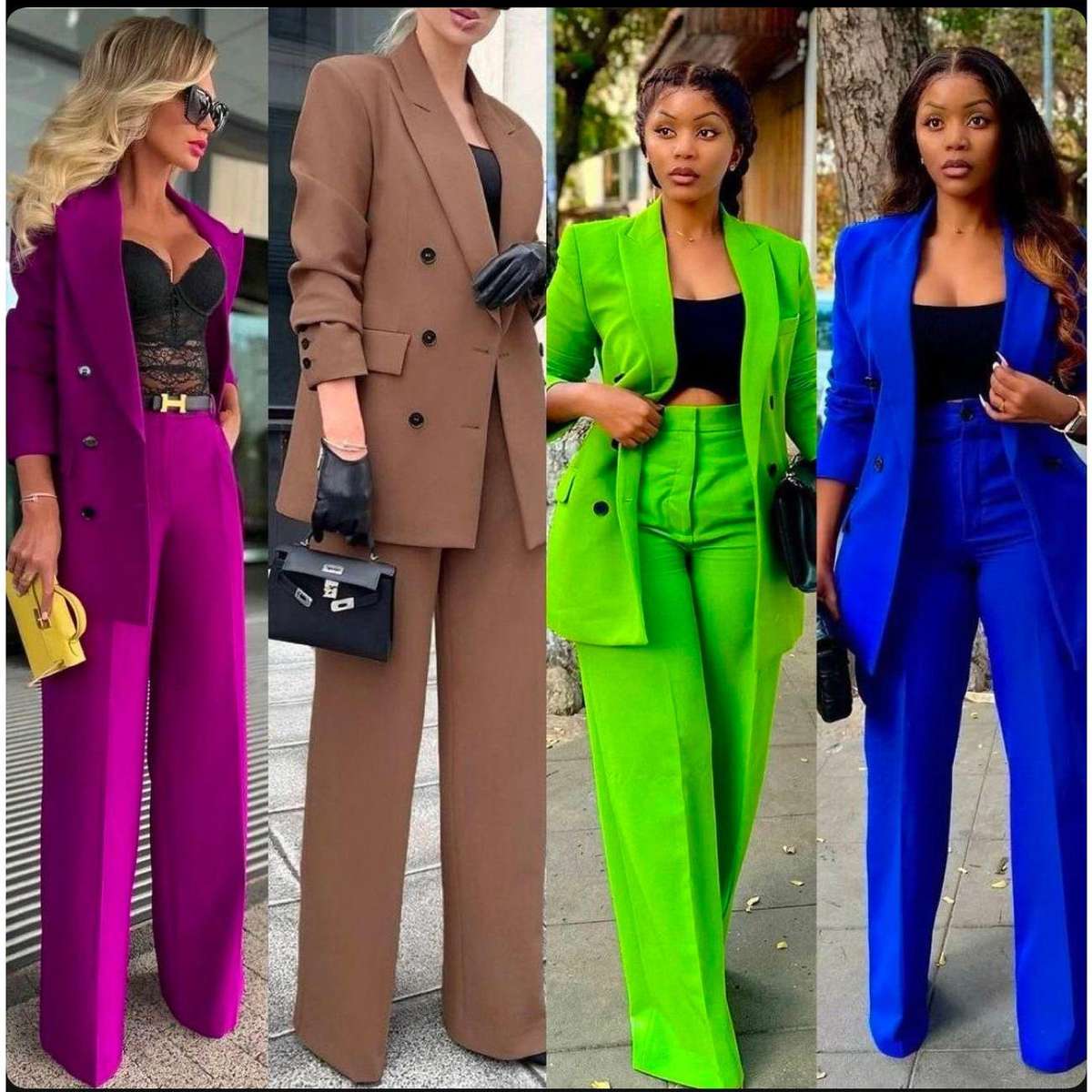Long Sleeve Blazer and Pants 2 Piece Outfits.