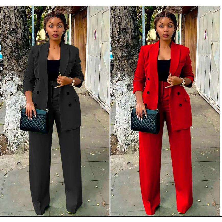 Long Sleeve Blazer and Pants 2 Piece Outfits.